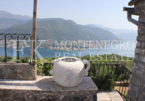 Sunny, old stone house/castle from the 16th century on the Lustica peninsula, Montenegro, with breathtaking sea view. 