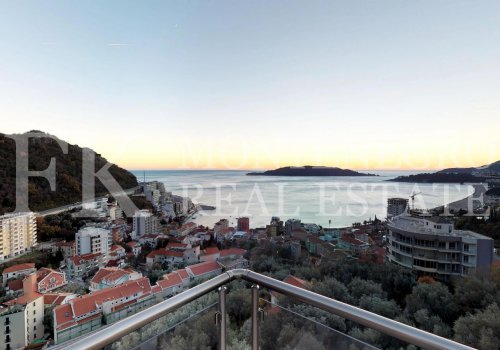 New premium penthouse, 156 m2, in Rafailovici, Budva municipality, Montenegro, with an exceptional view of the sea and the mountains.