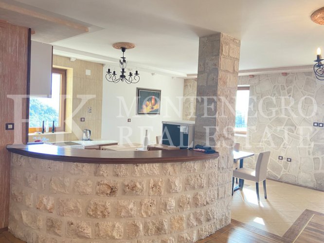 Luxury villa in the traditional Pashtrovsky style, 466m2, above Petrovac in the village of Krushevica, with fantastic sea view, in Montenegro.