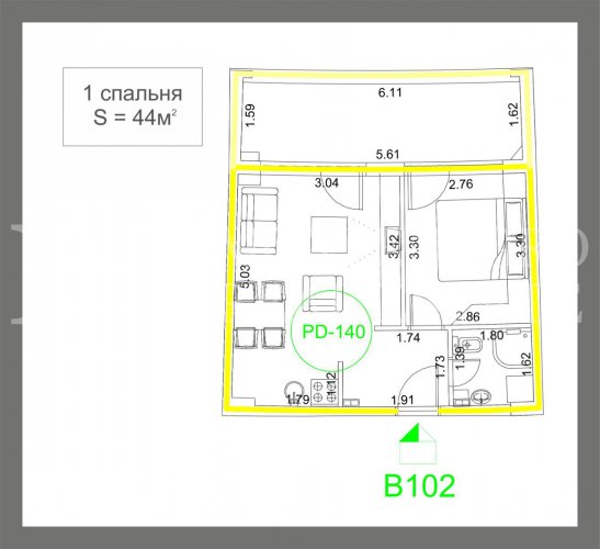 Superb apartment, 44m2, in Budva – Becici, in the Apart Hotel Harmonia, with a magnificent sea view, in Montenegro.