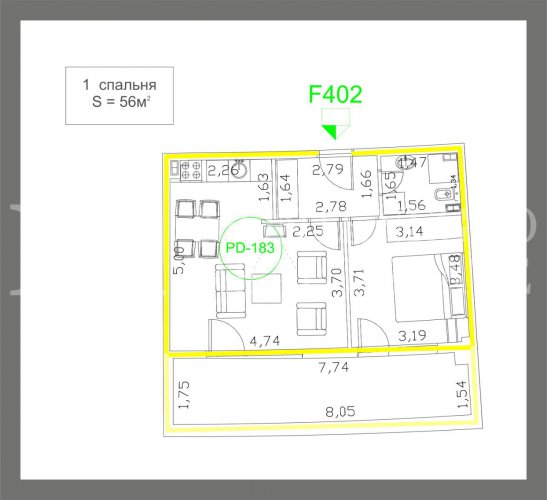 Deluxe apartment, 56m2, in Budva – Becici, in the Apart Hotel Harmonia, with a magnificent sea view, in Montenegro.