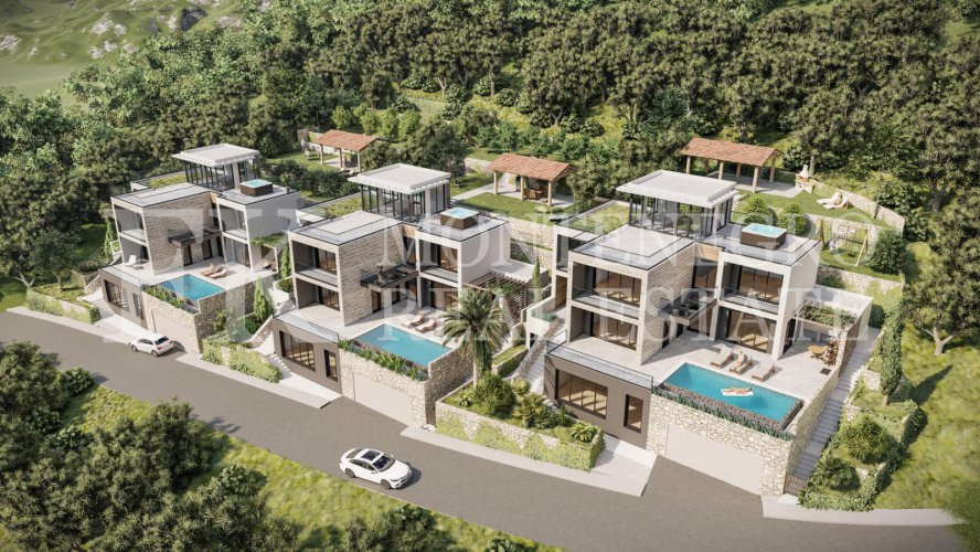 Two impressive villas in Tudorovici, 670,75m2 each, with a sea view and a swimming pool, in Budva municipalty, Montenegro.