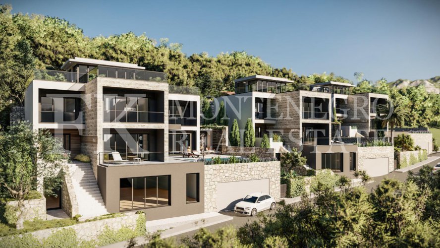 Two impressive villas in Tudorovici, 670,75m2 each, with a sea view and a swimming pool, in Budva municipalty, Montenegro.