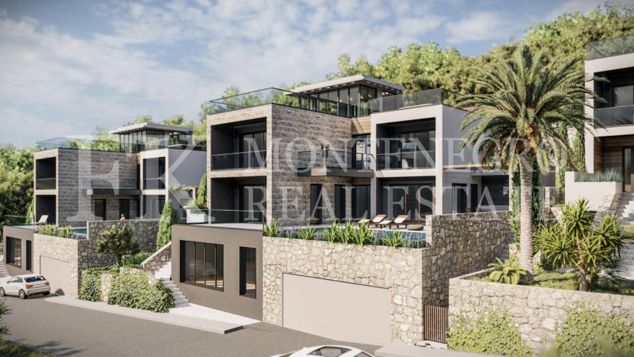 Two impressive villas in Tudorovici, 670,75m2 each, with a sea view and a swimming pool, in Budva municipalty, Montenegro.