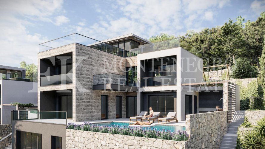 Two impressive villas in Tudorovici, 670,75m2 each, with a sea view and a swimming pool, in Budva municipalty, Montenegro.