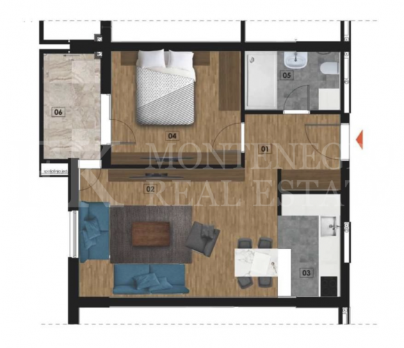 Modern Apartment with Sea View in Budva-Becici, Just 5 Minutes from the Beach, Montenegro 57.5 m² | 1 Bedroom | 1 Bathroom | Balcony | Sea View