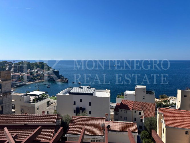 Legalized Exclusive Apartment in Pržno near Budva – 67 m² with Sea View and Underground Garage Parking